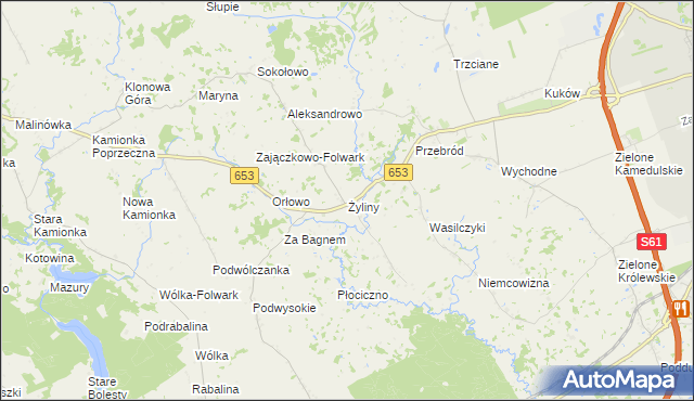 mapa Żyliny gmina Suwałki, Żyliny gmina Suwałki na mapie Targeo