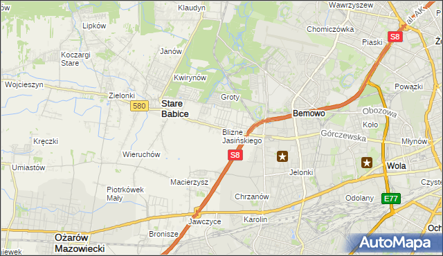 mapa Blizne Jasińskiego, Blizne Jasińskiego na mapie Targeo