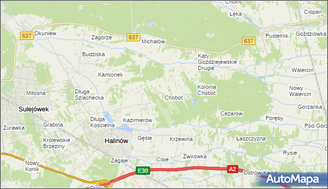 mapa Chobot gmina Halinów, Chobot gmina Halinów na mapie Targeo