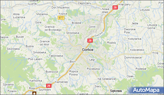 mapa Gorlic, Gorlice na mapie Targeo