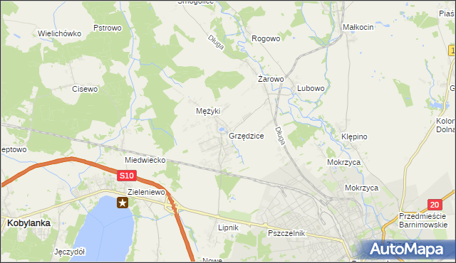 mapa Grzędzice, Grzędzice na mapie Targeo