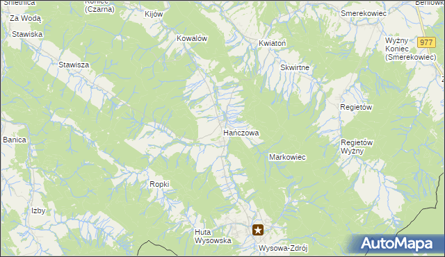 mapa Hańczowa, Hańczowa na mapie Targeo