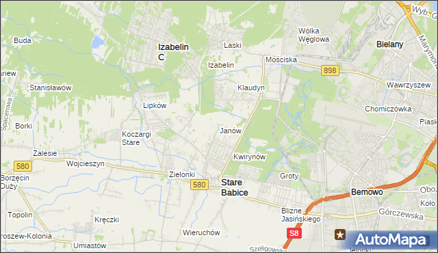 mapa Janów gmina Stare Babice, Janów gmina Stare Babice na mapie Targeo