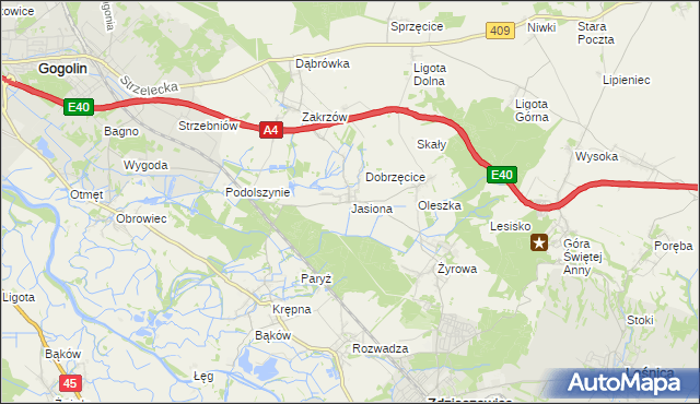 mapa Jasiona gmina Zdzieszowice, Jasiona gmina Zdzieszowice na mapie Targeo