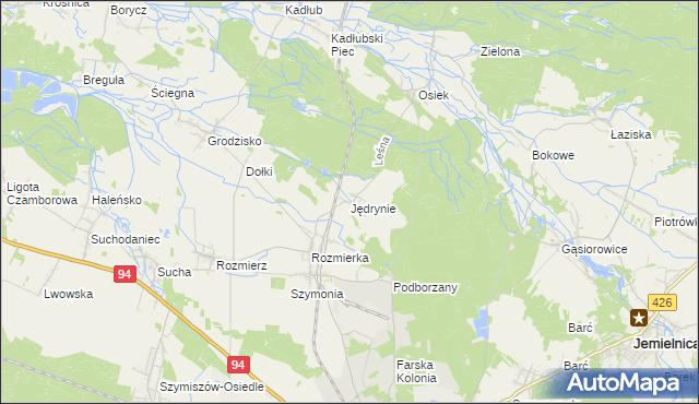 mapa Jędrynie, Jędrynie na mapie Targeo