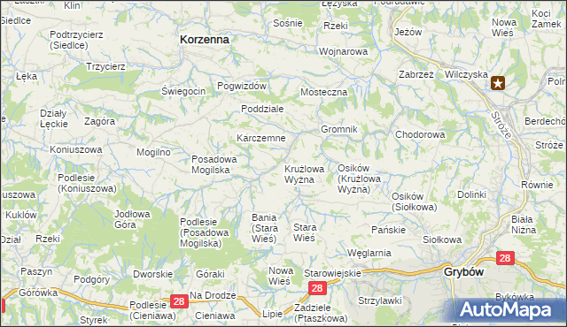 mapa Krużlowa Wyżna, Krużlowa Wyżna na mapie Targeo