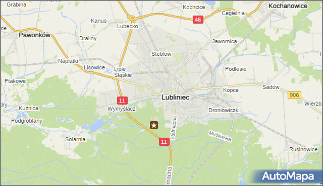 mapa Lubliniec, Lubliniec na mapie Targeo