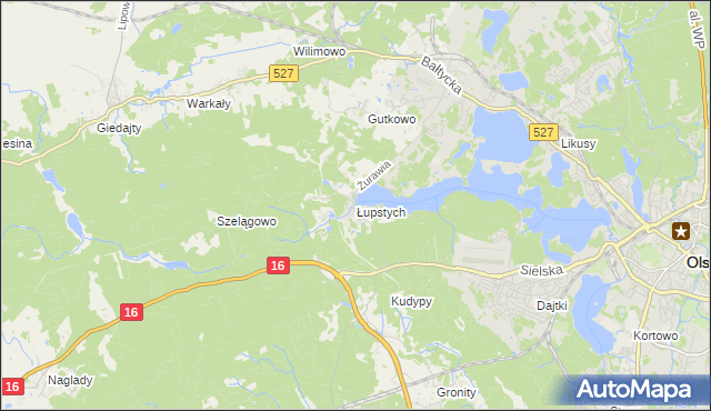 mapa Łupstych, Łupstych na mapie Targeo