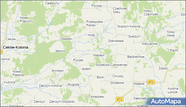 mapa Madalin gmina Lisków, Madalin gmina Lisków na mapie Targeo