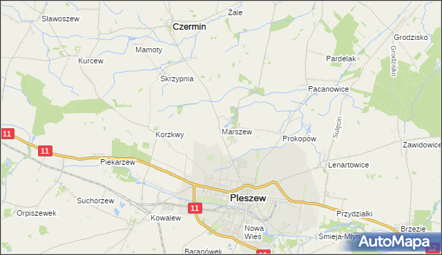 mapa Marszew gmina Pleszew, Marszew gmina Pleszew na mapie Targeo