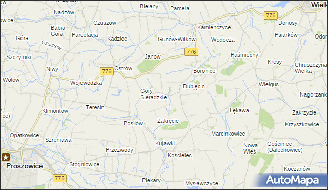 mapa Sieradzice, Sieradzice na mapie Targeo