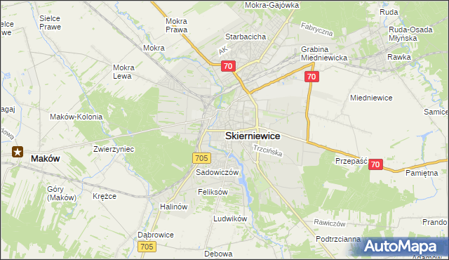 mapa Skierniewic, Skierniewice na mapie Targeo