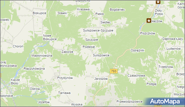 mapa Suliszowice, Suliszowice na mapie Targeo