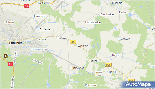 mapa Wierzbie gmina Koszęcin, Wierzbie gmina Koszęcin na mapie Targeo