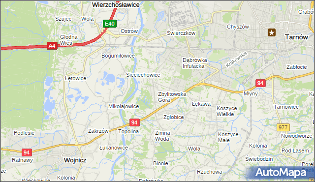 mapa Zbylitowska Góra, Zbylitowska Góra na mapie Targeo