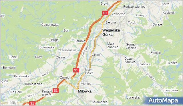 mapa Cisiec, Cisiec na mapie Targeo