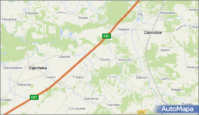 mapa Głuchy, Głuchy na mapie Targeo