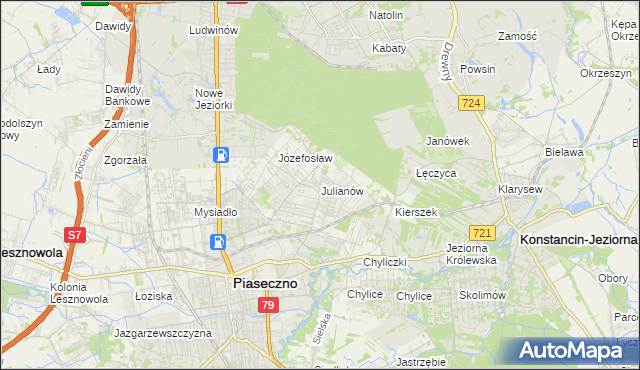 mapa Julianów gmina Piaseczno, Julianów gmina Piaseczno na mapie Targeo