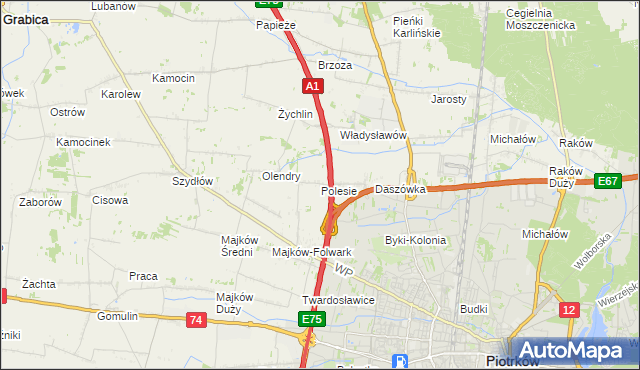 mapa Polesie gmina Grabica, Polesie gmina Grabica na mapie Targeo