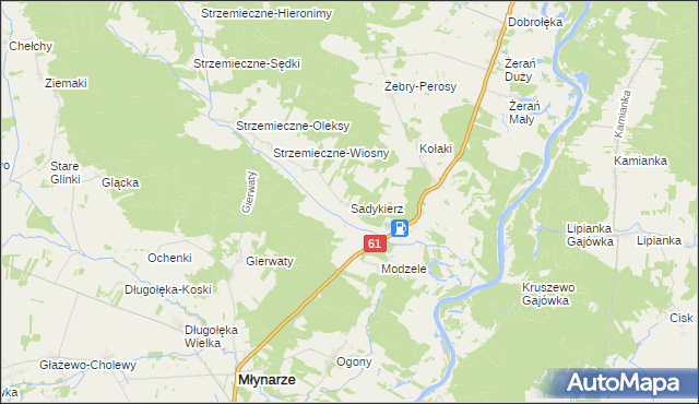 mapa Sadykierz gmina Młynarze, Sadykierz gmina Młynarze na mapie Targeo