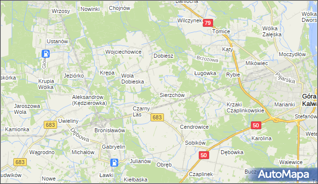 mapa Sierzchów gmina Góra Kalwaria, Sierzchów gmina Góra Kalwaria na mapie Targeo