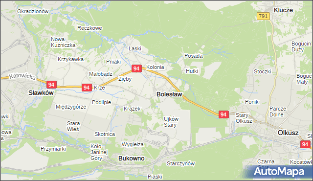 mapa Bolesław powiat olkuski, Bolesław powiat olkuski na mapie Targeo