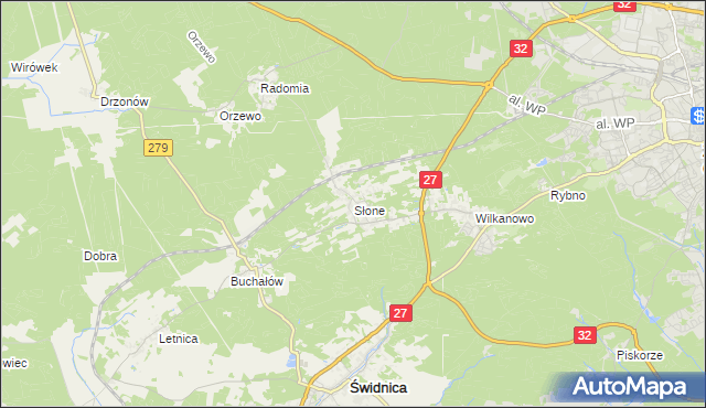 mapa Słone gmina Świdnica, Słone gmina Świdnica na mapie Targeo