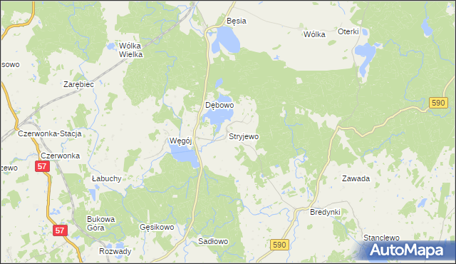 mapa Stryjewo, Stryjewo na mapie Targeo