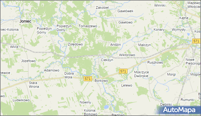 mapa Cieksyn, Cieksyn na mapie Targeo