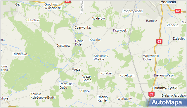 mapa Kosierady Wielkie, Kosierady Wielkie na mapie Targeo