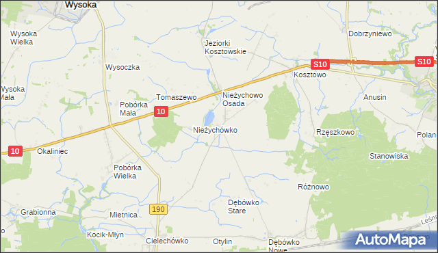 mapa Nieżychowo, Nieżychowo na mapie Targeo