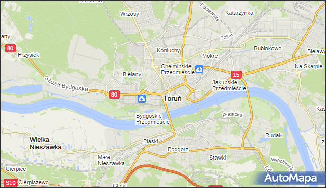 mapa Torunia, Toruń na mapie Targeo
