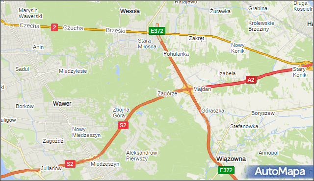 mapa Zagórze gmina Wiązowna, Zagórze gmina Wiązowna na mapie Targeo