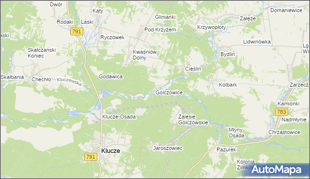 mapa Golczowice gmina Klucze, Golczowice gmina Klucze na mapie Targeo