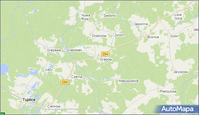 mapa Grabów gmina Tuplice, Grabów gmina Tuplice na mapie Targeo