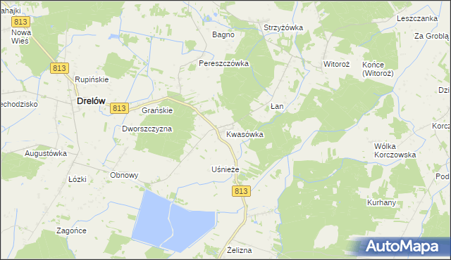 mapa Kwasówka gmina Drelów, Kwasówka gmina Drelów na mapie Targeo