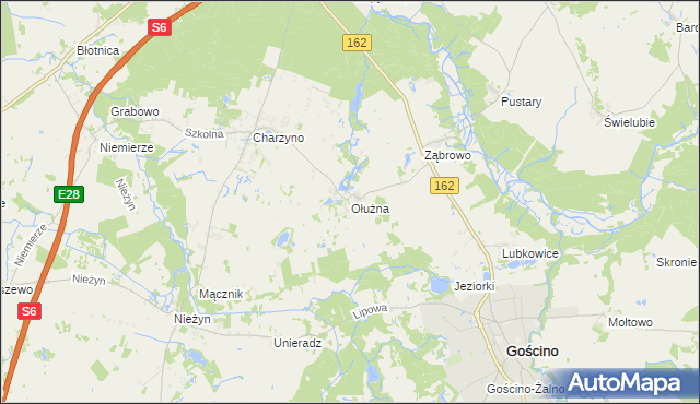 mapa Ołużna, Ołużna na mapie Targeo