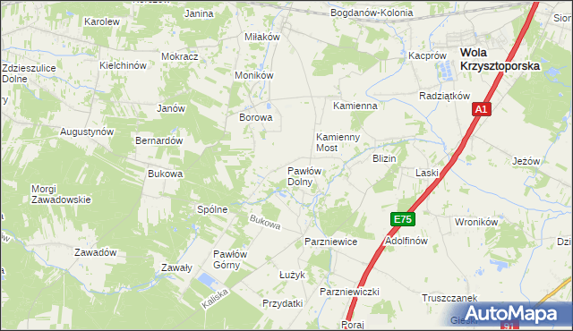 mapa Pawłów Dolny, Pawłów Dolny na mapie Targeo