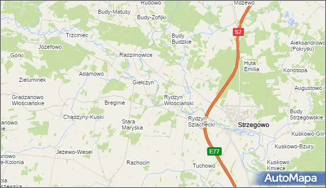 mapa Rydzyn Włościański, Rydzyn Włościański na mapie Targeo