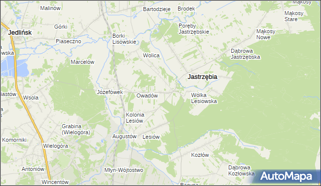 mapa Wojciechów gmina Jastrzębia, Wojciechów gmina Jastrzębia na mapie Targeo