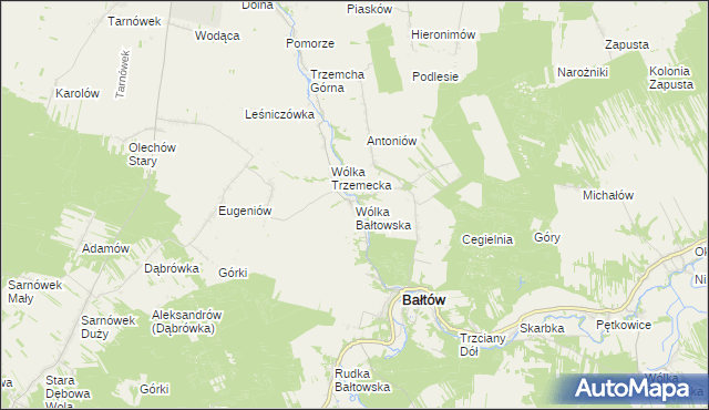 mapa Wólka Bałtowska, Wólka Bałtowska na mapie Targeo