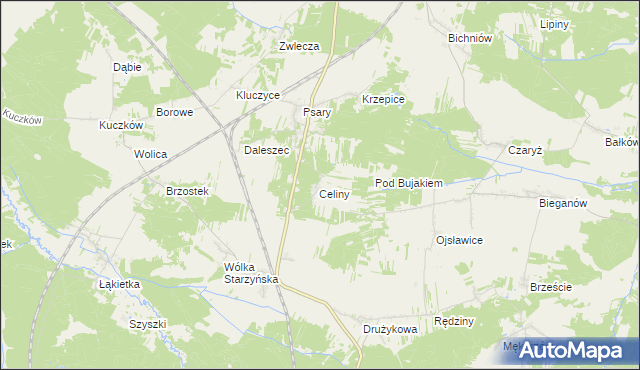 mapa Celiny gmina Secemin, Celiny gmina Secemin na mapie Targeo