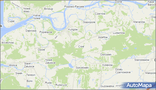 mapa Cisie gmina Dąbrówka, Cisie gmina Dąbrówka na mapie Targeo