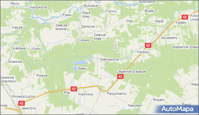 mapa Giętkowizna, Giętkowizna na mapie Targeo