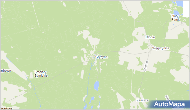 mapa Gryżyna gmina Bytnica, Gryżyna gmina Bytnica na mapie Targeo