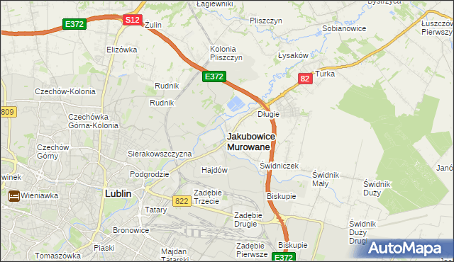 mapa Jakubowice Murowane, Jakubowice Murowane na mapie Targeo