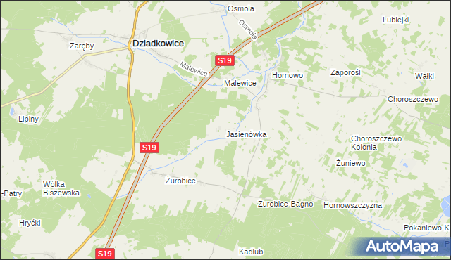 mapa Jasienówka, Jasienówka na mapie Targeo