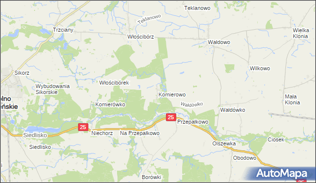 mapa Komierowo, Komierowo na mapie Targeo