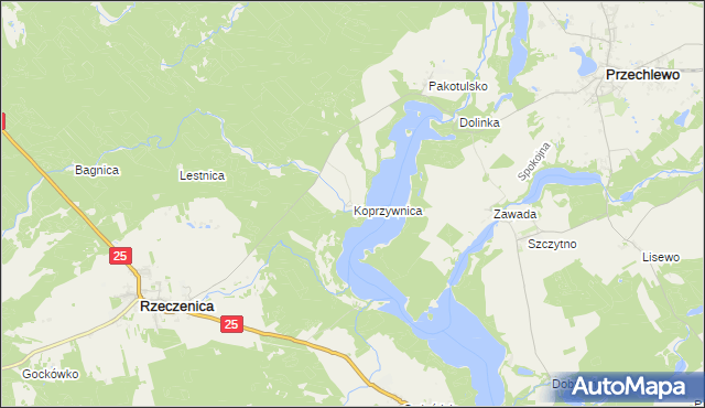 mapa Koprzywnica gmina Przechlewo, Koprzywnica gmina Przechlewo na mapie Targeo