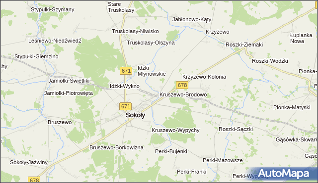 mapa Kruszewo-Brodowo, Kruszewo-Brodowo na mapie Targeo
